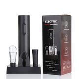Complete Electric Wine Opener Gift Set - Rechargeable Corkscrew with Foil Cutter, Pourer, Vacuum Stopper & Charging Base