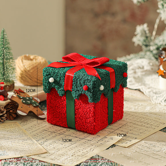 NNEDSZ Green Red Butterfly Knot Style Premium 2-Piece Christmas Apple Gift Box Set - High-End Thick Flannel Festive Candy & Present Boxes