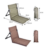 Army Green Portable Outdoor Ground Chair with Back Support Folding Beach Mat Seat Lightweight Aluminium Frame for Camping Festivals and Picnics