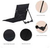 Brown Portable Outdoor Ground Chair with Back Support Folding Beach Mat Seat Lightweight Aluminium Frame for Camping Festivals and Picnics