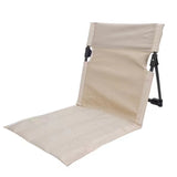 Beige Portable Outdoor Ground Chair with Back Support Folding Beach Mat Seat Lightweight Aluminium Frame for Camping Festivals and Picnics