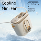 White Portable Fan for Outdoor, Waist Clip, and Desktop Cooling