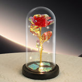 NNEDSZ Red Rose LED Light – Black Clover Plastic Base,Battery Powered Flower Dome for Décor & Gifting