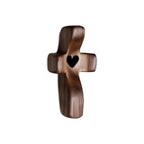 NNEDSZ Set of 5 Black Peachwood Heart Cross – Multi-functional Spiritual Symbols for Home and Office, Religious, Ornaments Mini