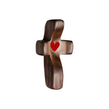 NNEDSZ Set of 5 Red Peachwood Heart Cross – Multi-functional Spiritual Symbols for Home and Office, Religious, Ornaments Mini
