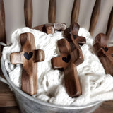 NNEDSZ Set of 5 White Peachwood Heart Cross – Multi-functional Spiritual Symbols for Home and Office, Religious, Ornaments Mini