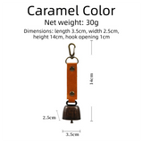 NNEDSZ 4-Pack Caramel Color Bear Bell & Anti-Lost PU Keyring Accessory(14 x 3.5 x 2.5CM) - Magnetic Silencing Design, Outdoor Safety Alarm for Hiking, Camping & Pet