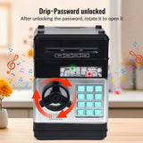 2-Piece Black Smart ATM Piggy Banks - Kids Electronic Money Safe with Password Lock & Auto-Roll in/out Feature