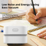 White Portable Handheld Cordless Mini Desktop Vacuum Cleaner - Powerful 10KPA Suction,  Efficient Dust & Debris Collection for Home, Office, and Student Use