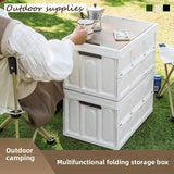 White Collapsible Medium Standard Storage Box with Wooden Table Top(42x28x23CM) - Car Trunk Organiser for Australian Camping & Home Use