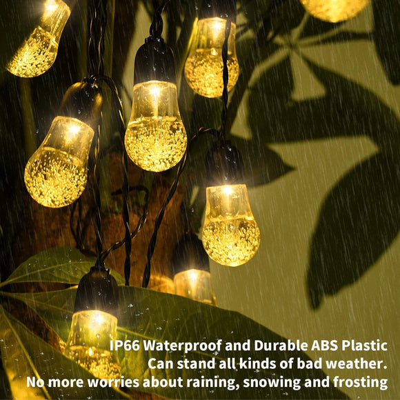 NNEDSZ Warm white Solar Powered Crystal Bubble String Lights - Waterproof Outdoor Decorative Lights