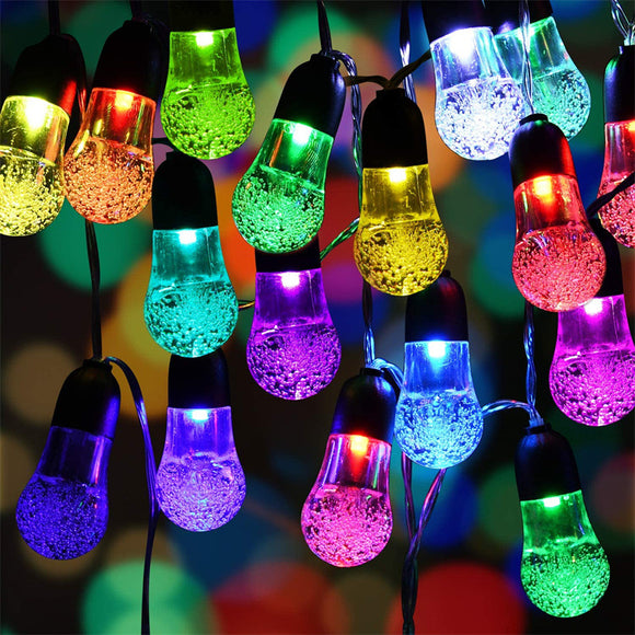 NNEDSZ Colour Solar Powered Crystal Bubble String Lights - Waterproof Outdoor Decorative Lights