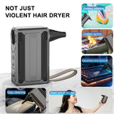Black Multifunctional Turbo Fan - Portable High-Speed Dust Blower with LED Light & Emergency Power Bank for Outdoor & Home Use
