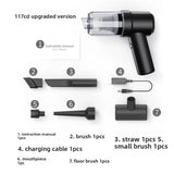 Cordless Handheld Car Vacuum Cleaner 2-in-1 Air Duster Blower 120W High Power Portable Mini Detailer for Auto Home Office Phantom Black