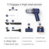 2-in-1 Cordless Handheld Car Vacuum Cleaner 120W High Power Suction and Blower Portable Mini Duster for Auto and Home Blue