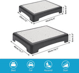 Portable Outdoor Half Step Stool Mobility Aid with Absorbent Non-Slip Grey Mat Compact 43x33cm White Base for Bath & Car