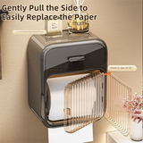 Black No-Drill Wall Mounted Toilet Paper Holder with Storage Shelf and Drawer - Waterproof Bathroom Tissue Dispenser for Roll & Face Tissue