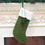 2 Pcs Green Large Cable Knit Christmas Stocking - Classic 43cm Holiday Decor for Fireplace Hanging