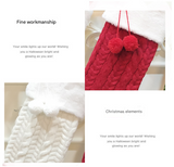 2 Pcs Green Large Cable Knit Christmas Stocking - Classic 43cm Holiday Decor for Fireplace Hanging