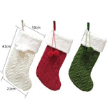2 Pcs Green Large Cable Knit Christmas Stocking - Classic 43cm Holiday Decor for Fireplace Hanging