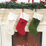 2 Pcs White Large Cable Knit Christmas Stocking - Classic 43cm Holiday Decor for Fireplace Hanging