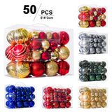 Silver 50-Piece Assorted Christmas Bauble Set – Shatterproof Ornaments with Mixed Finishes for Holiday Tree Decor