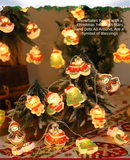 Cute Christmas Character LED String Lights – 3M 20-Light Christmas Tree Battery Operated Fairy Lights for Tree & Window Decor