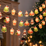 Cute Christmas Character LED String Lights – 6M 40-Light Santa & Snowman Battery Operated Fairy Lights for Tree & Window Decor