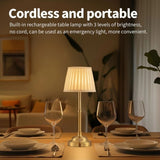 2 Pcs Gold and White Elegant Rechargeable Fabric Shade LED Lamp - Cordless Touch Stepless Dimmable Table Light