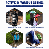Navy Blue Waterproof Windproof Cycling Shoe Covers & Long Half Rain Pants Set – 2 Pairs Nonslip Reflective Half Toe Shoe Covers and 1 Pair Quick Pull-On Adjustable Leg Covers 3XL for Commuting, Hiking and Outdoor Riding