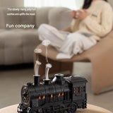 White Retro Train Aromatherapy Humidifier - 300ml Ultrasonic Cool Mist Diffuser with Jellyfish Smoke Ring, LED Night Light  for Bedroom Office Desk Decor