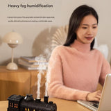 White Retro Train Aromatherapy Humidifier - 300ml Ultrasonic Cool Mist Diffuser with Jellyfish Smoke Ring, LED Night Light  for Bedroom Office Desk Decor