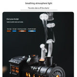 White Retro Train Aromatherapy Humidifier - 300ml Ultrasonic Cool Mist Diffuser with Jellyfish Smoke Ring, LED Night Light  for Bedroom Office Desk Decor