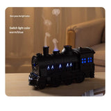 White Retro Train Aromatherapy Humidifier - 300ml Ultrasonic Cool Mist Diffuser with Jellyfish Smoke Ring, LED Night Light  for Bedroom Office Desk Decor