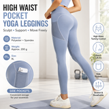 Blue XL Size Women's High Waist Yoga Leggings with Mesh Side Pockets - Squat Proof, Peach Hip Lift, Breathable Stretch Fabric for Gym Running 、Pilates Wea and Daily Wear