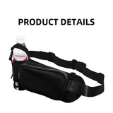 Black Waterproof Sports Waist Bag with Water Bottle Holder - Lightweight Oxford Fabric, Multi-Pocket Design for Running, Gym and Outdoor Activities