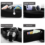 Winter Fitness Bundle - Blue XL size Women's High Waist 3/4 Yoga Leggings with Peach Hip Lift and Black Waterproof Sports Waist Bag with Bottle Holder for Running Gym and Outdoor Activities
