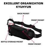 Winter Fitness Bundle - Grey M size Women's High Waist 3/4 Yoga Leggings with Peach Hip Lift and Black Waterproof Sports Waist Bag with Bottle Holder for Running Gym and Outdoor Activities