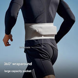 Grey S Size Running Waist Belt - High Stretch Spandex Nylon Blend, 360-Degree Storage Pocket, Breathable Mesh Design for Running and Gym Use