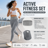 Comfortable Outdoor Sports Set-Grey S Size Running Waist Belt and Grey S Size High-Waisted Yoga Leggings  - Breathable Spandex Blend, Side Pockets for Phone and Keys, Lightweight Fitness Gear for Running and Gym