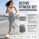 Comfortable Outdoor Sports Set-Grey L Size Running Waist Belt and Grey L Size High-Waisted Yoga Leggings  - Breathable Spandex Blend, Side Pockets for Phone and Keys, Lightweight Fitness Gear for Running and Gym