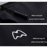 White Running Waist Pack—Made of waterproof nylon with an adjustable strap (fits waist sizes 60–110 cm); features a three-pocket design to store a phone and keys, includes reflective strips for safety during night runs, and is suitable for running, mounta