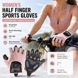 Pink S size Women's Half-Finger Fitness Gloves - Liquid Silicone Shock Absorption, Ice Silk Breathable Fabric, Non-Slip Grip for Gym Yoga Cycling Weight Training