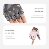 Grey L size Women's Half-Finger Fitness Gloves - Liquid Silicone Shock Absorption, Ice Silk Breathable Fabric, Non-Slip Grip for Gym Yoga Cycling Weight Training