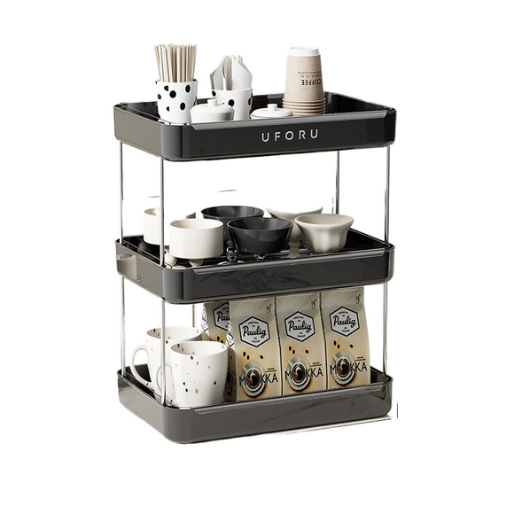 NNEDSZ Household three-layer storage rack with drain tray, black