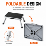 Compact Folding Carbon Steel Step Stool, Heavy Duty 150kg Capacity Step Stool with Non-slip Grooved Platform Mat and Secure Leg Lock Pins 46 x 30 x 17.5 cm