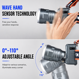 Multifunctional Outdoor LED Headlamp with Motion Sensor and Telescopic Zoom Focus - 4 Colors Light and 9 Modes, 110° Angle Adjustment, Digital Power Display for Night Fishing Camping Cycling