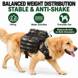 2-in-1 Red Dog Saddlebag Harness Backpack - Large Dog Adjustable Hiking Pack with Detachable Dual Side Pouches, Breathable Lining, Top Handle and Padded Neck Support