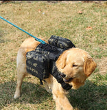 2-in-1 Khaki Dog Saddlebag Harness Backpack - Large Dog Adjustable Hiking Pack with Detachable Dual Side Pouches, Breathable Lining, Top Handle and Padded Neck Support