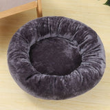 45cm Soft Arctic Fleece Donut Dog & Cat Bed with Raised Bolster, PP Cotton Filling and Non-Slip Base - Dark Grey Cosy Round Plush Pet Sleeping Cushion for Indoor Outdoor Use